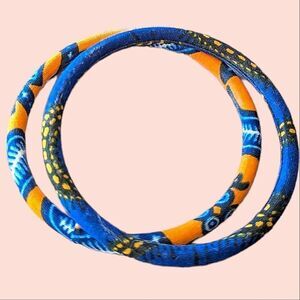 Fabric Wrapped Bangle Bracelets Set of 2